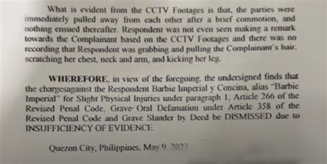 Court dismisses charges filed by Debbie Garcia vs Barbie Imperial, says.